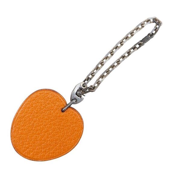 Hermes Apricot Bag Charm Leather Orange Unisex Charm - Picture 2 of 10
